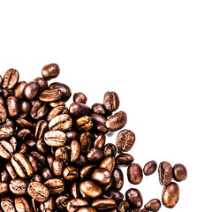Close up of roasted coffee beans  heap. Coffee Beans background