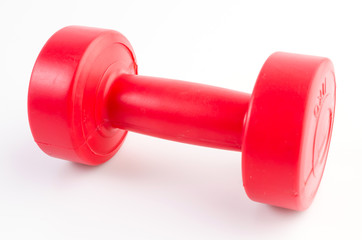 Red dumbells weight isolated on white background