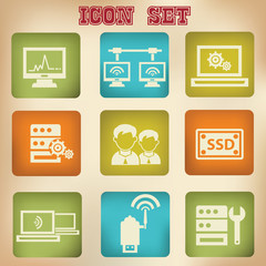 Computer system vintage icons,vector