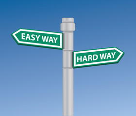 Easy & hard way signpost,vector