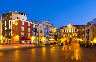 Fototapeta na wymiar Night view of Plaza Mayor in Cuenca