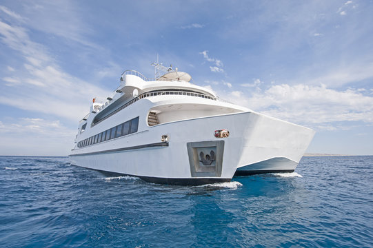 Large Luxury Catamaran At Sea