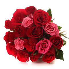 Obraz premium Bouquet of red roses on white isolated background