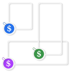 set of three vector boxes for any text with dollar mark and pape