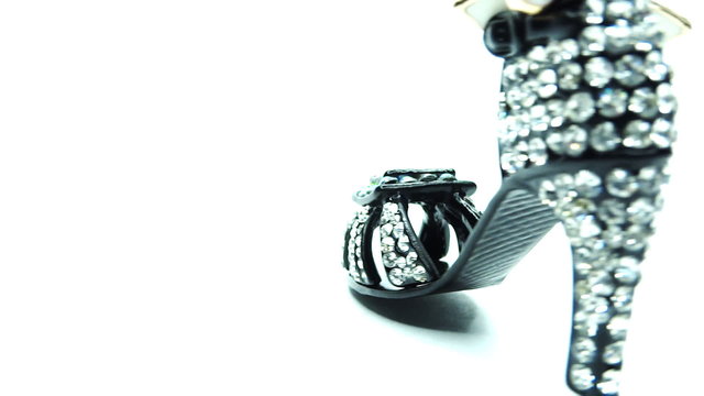 Gold pendant black shoe with diamond jewelery crystals