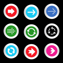 Arrow sign icon set in circle shape internet button