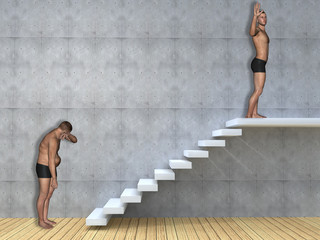 Human man slim and fat concept