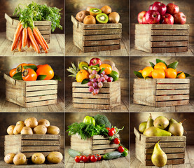 collage of various fruits and vegetables
