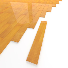 Stained wooden flooring tiles construction