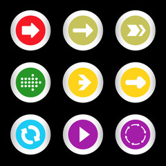 Arrow sign icon set in circle shape internet button