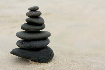 Fototapeta na wymiar Zen Stones on Sand