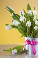 Spring decoration from white tulips