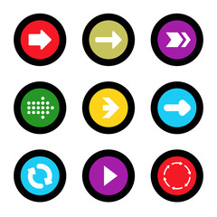 Arrow sign icon set in circle shape internet button