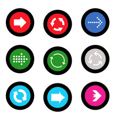 Arrow sign icon set in circle shape internet button
