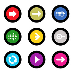 Arrow sign icon set in circle shape internet button