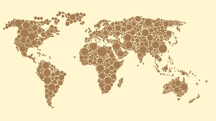 Map of the World made of brown dots vector illustration