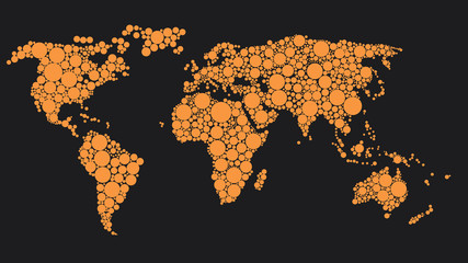 Map of the World made of orange dots vector illustration