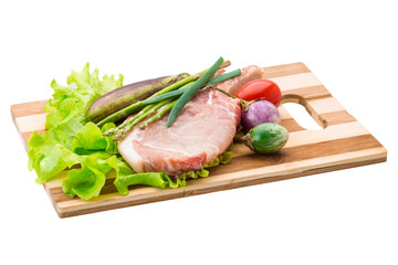 Raw t-bone steak