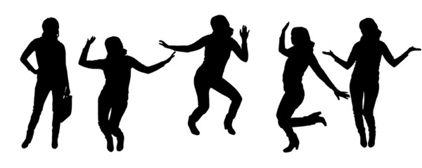 Vector silhouettes of dancing people.