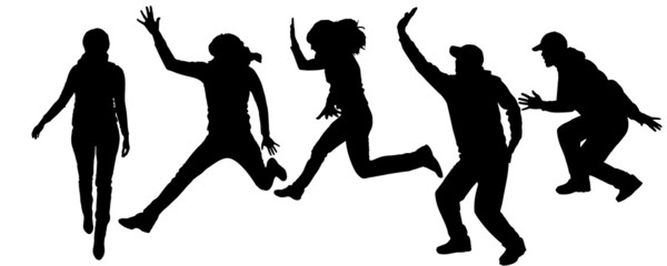 Vector silhouettes of dancing people.