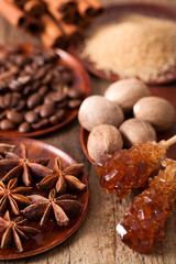 spices cinnamon anise nutmeg rock sugar coffee