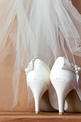Wedding  shoes and veil