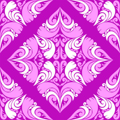 Seamless violet Pattern with pink-white Ornament.