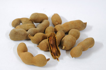 Many tamarinds on white background
