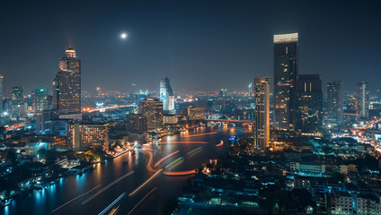 Bangkok, Thaïlande, fleuve Chao Phraya - obrazy, fototapety, plakaty