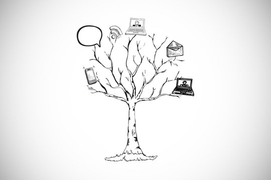 Composite image of application tree doodle