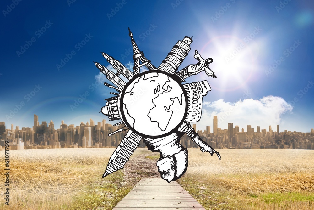 Poster composite image of landmarks around the world