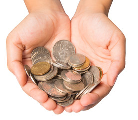 Girl Hands With Coins - 61071736