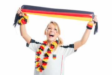 Fu&szlig;ballfrau mit Fanschal