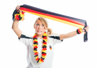 Fußballfrau mit Fanschal