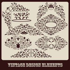 Vector  vintage floral design elements