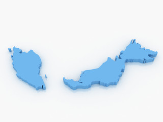 3d rendering of Malaysia map on a white background