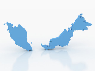 3d rendering of Malaysia map on a white background