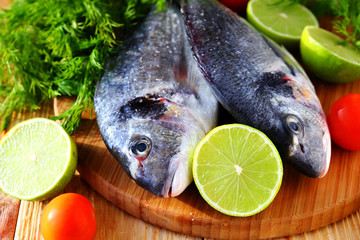 raw fish, lime and herbs, cooking