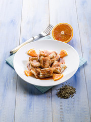 salted cod with orange juice and fennel seeds