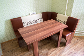 Kitchen angular sofa and table