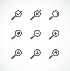 Flat style Magnifier icon set