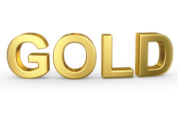 Golden word GOLD isolated with clipping path