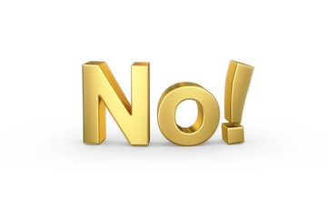 Golden 3D NO type isolated with clipping path