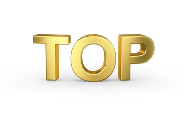 3D golden TOP word isolated with clipping path