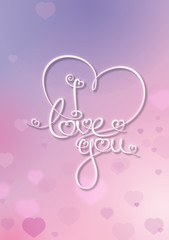 Valentines Card - I Love You - Purple Pink