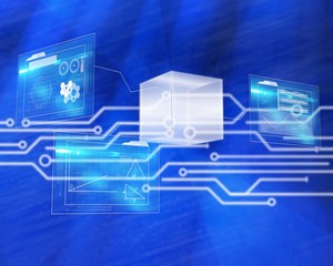 Composite image of technology interface