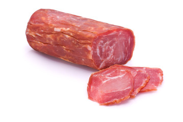 Sliced Sausage isolated on white