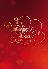 Fototapeta na wymiar Valentines Card - Valentines Day 2014 - Red
