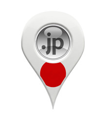 3D pin domain marker with Japanese flag isolated