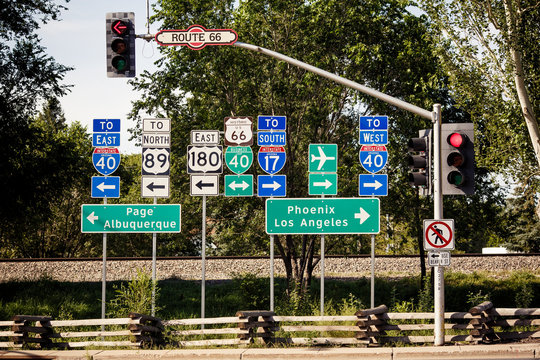 Route 66 intersection signs